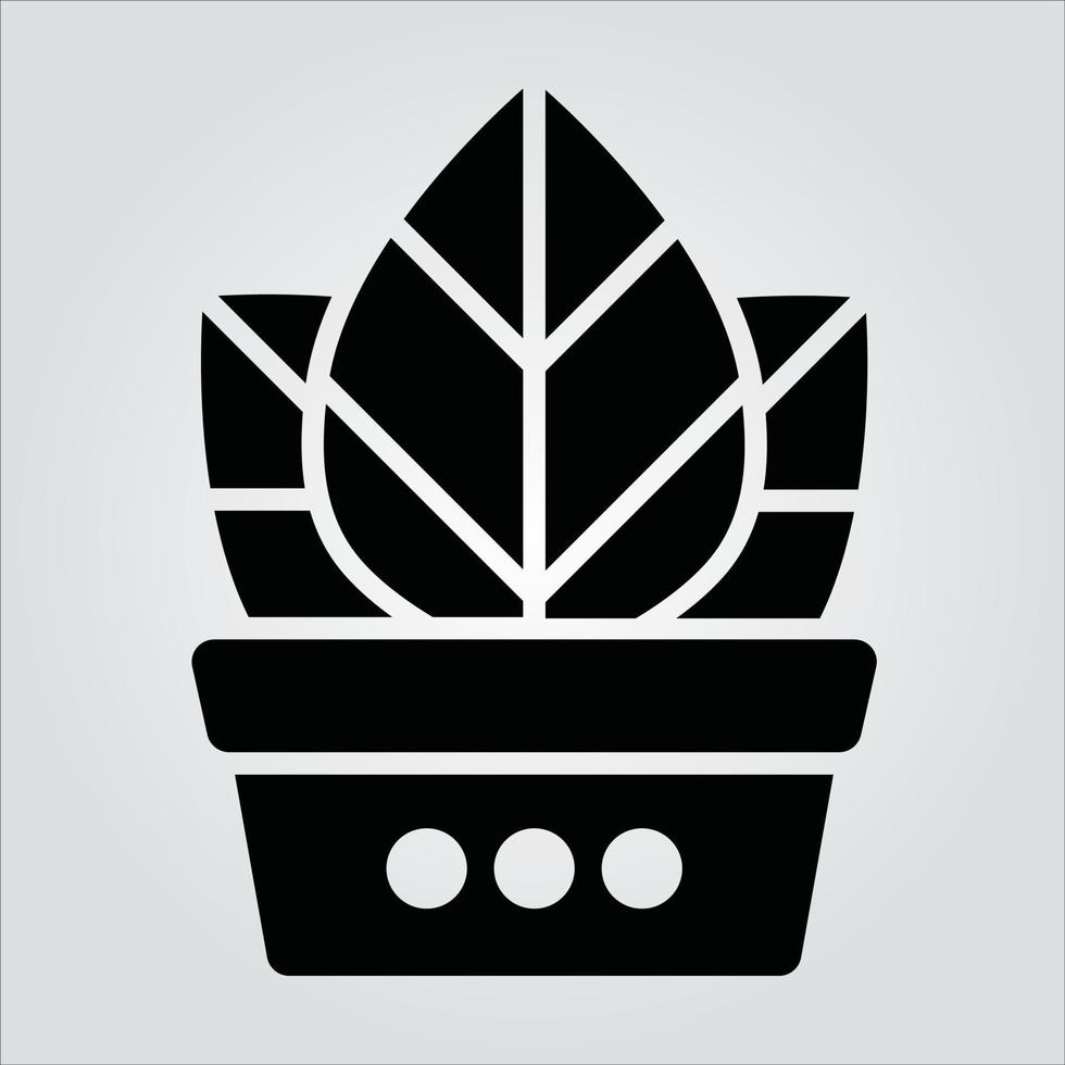 geïsoleerde glyph planten in pot pictogrammen schaalbare vectorafbeelding vector