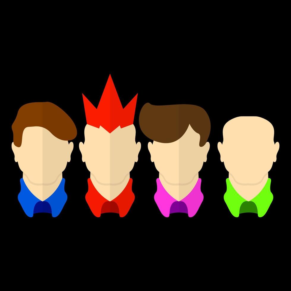 kleurenafbeelding van vier personen op een zwarte achtergrond vector