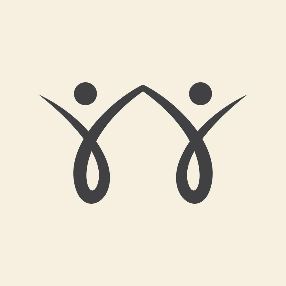 twee personen groep lijn gelukkig logo symbool pictogram vector grafisch ontwerp illustratie