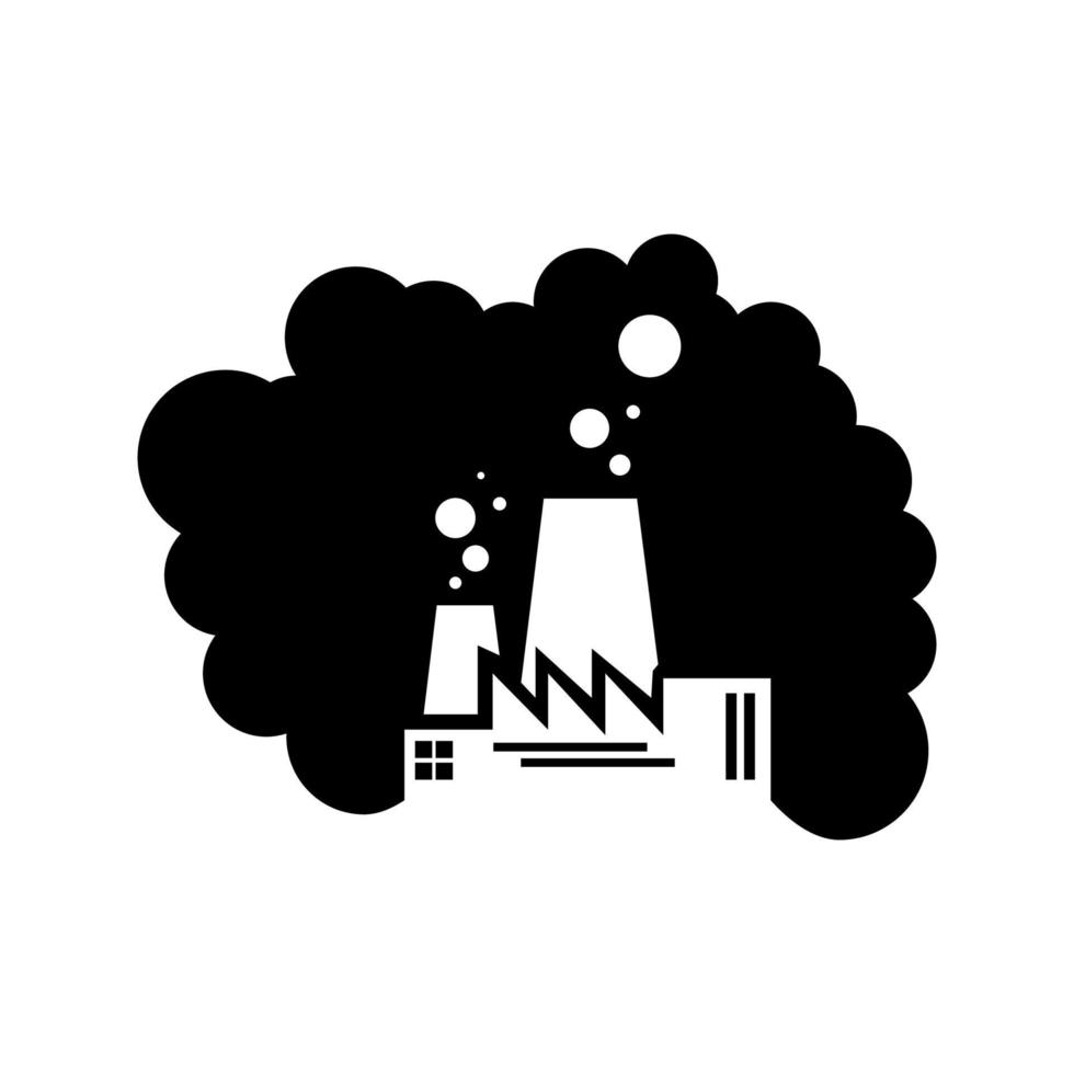 negatieve ruimte rook met fabrieksvervuiling logo ontwerp vector grafisch symbool pictogram teken illustratie creatief idee