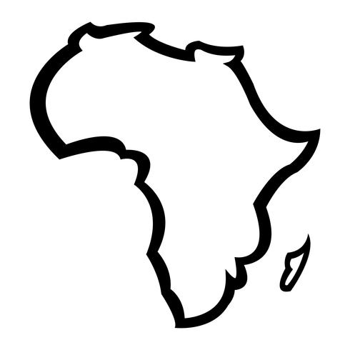 Gedetailleerde kaart van Afrika continent in zwart silhouet vector