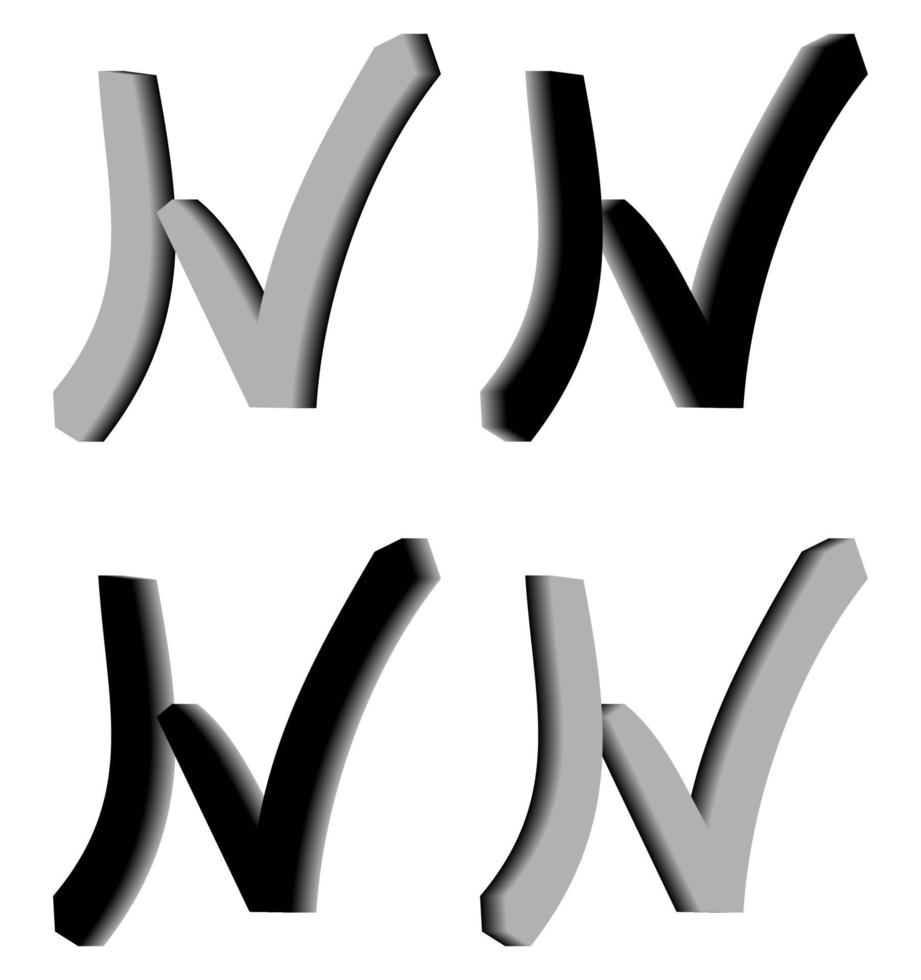 3D-letter n-logo. perfect voor t-shirts enzovoort. vector