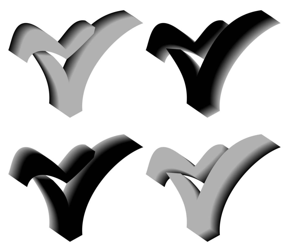 3D-letter v-logo. perfect voor t-shirts enzovoort. vector