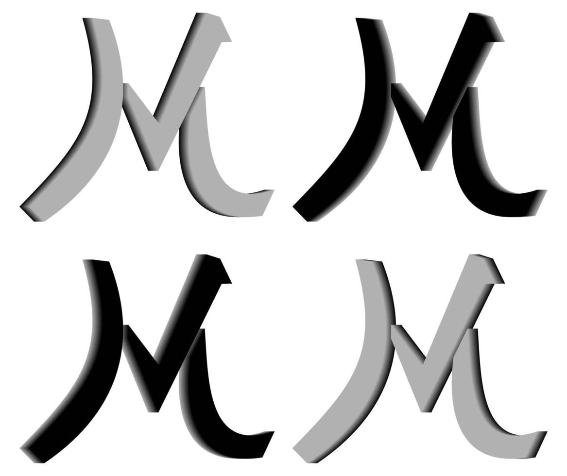 3D-letter m-logo. perfect voor t-shirts enzovoort. vector