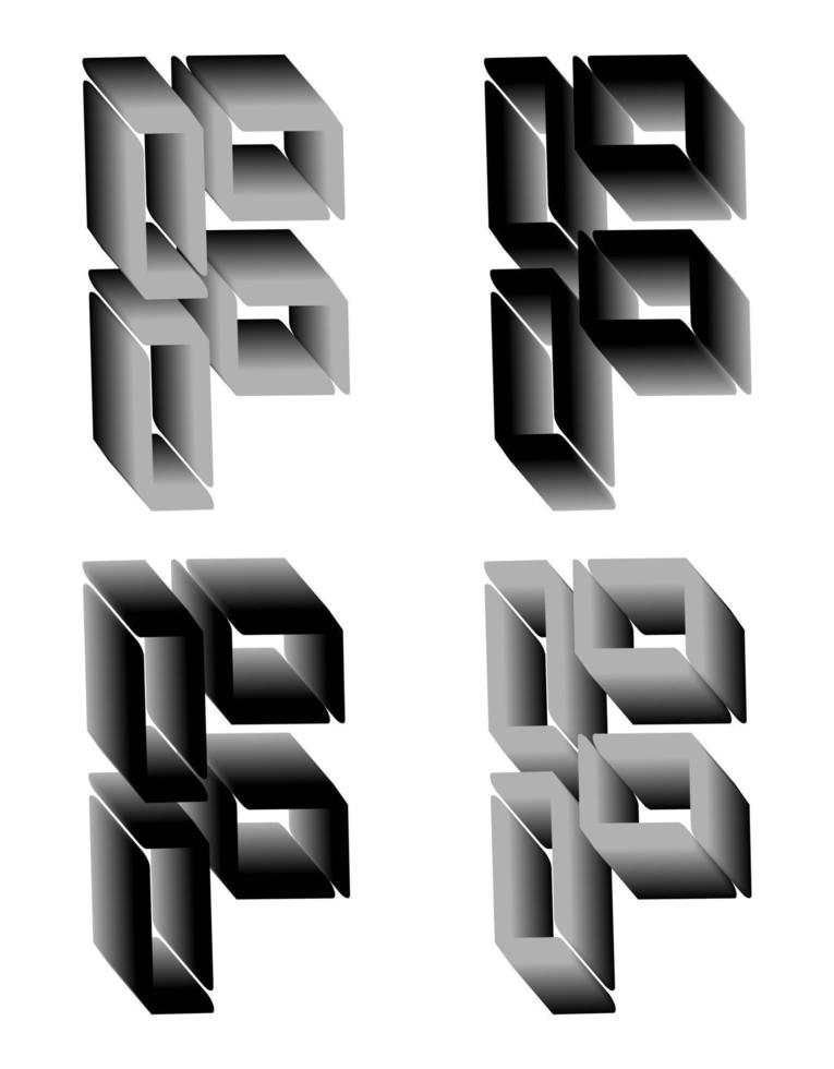 3D-letter f-logo. perfect voor t-shirts enzovoort. vector