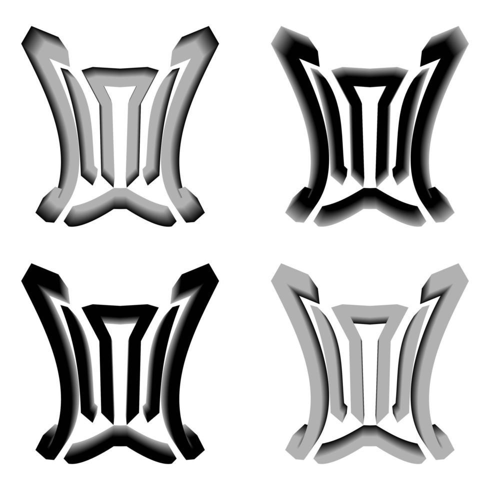 vectorafbeeldingen van elegante 3D-letter w in zwarte en grijze kleur. perfect voor bedrijven, t-shirts, enzovoort. vector