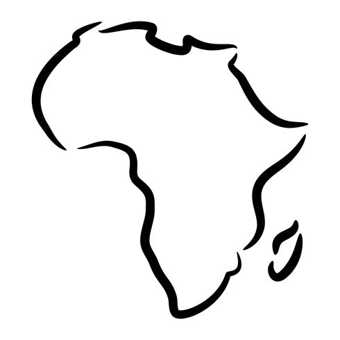 Gedetailleerde kaart van Afrika continent in zwart silhouet vector