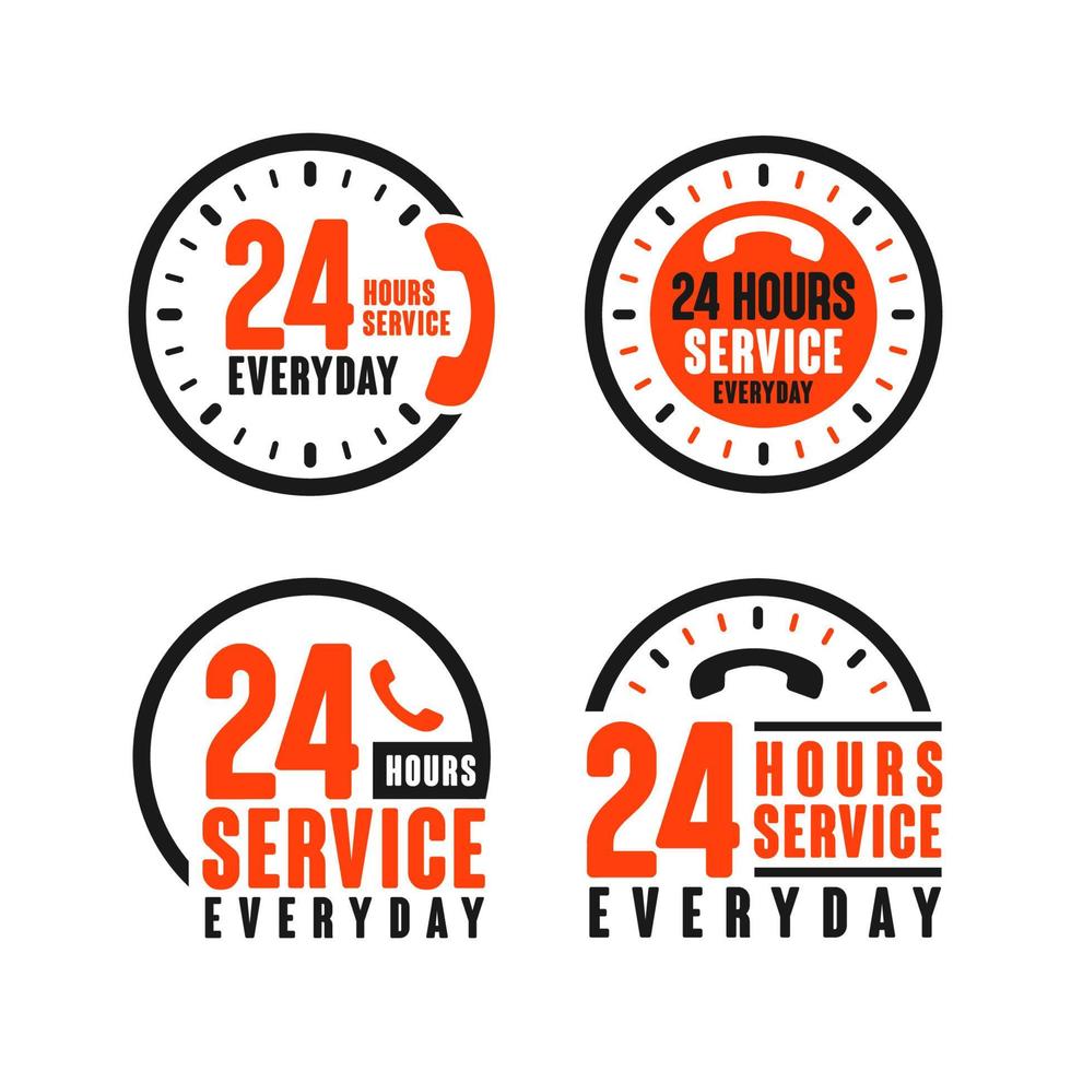 24 uur service elke dag ontwerp logo collectie vector