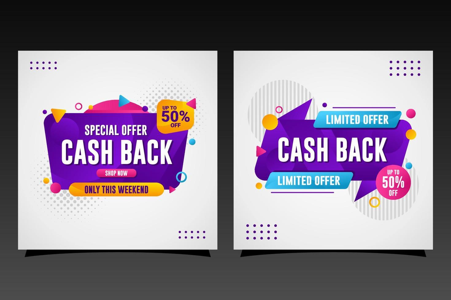 social media cashback banner promotie ontwerp collectie vector