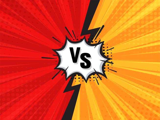 Comic Fighting Cartoon Background.Red Vs Geel. Vector illustratie.