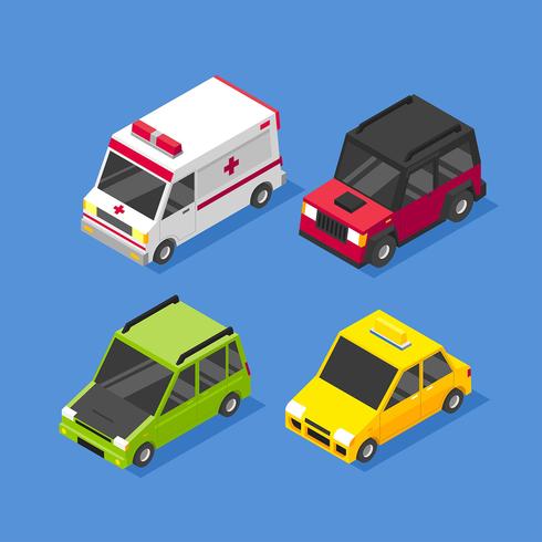 Isometrische stadsauto vervoer illustraties Set vector