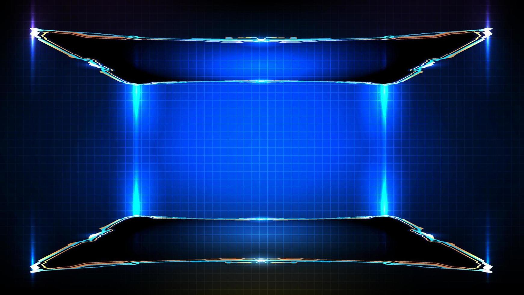 abstracte futuristische achtergrond van blauwe gloeiende sci fi-technologie hud ui frame en circuitlijn vector