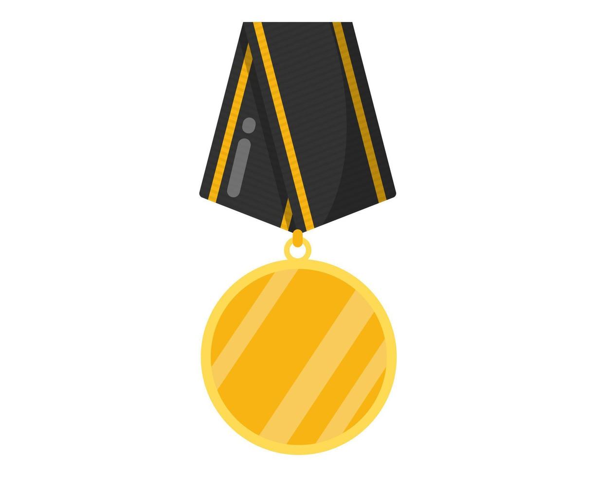 gouden militaire onderscheidingsmedaille of bestelling voor verdienste, overwinning of kampioenen met zwart lint. vector