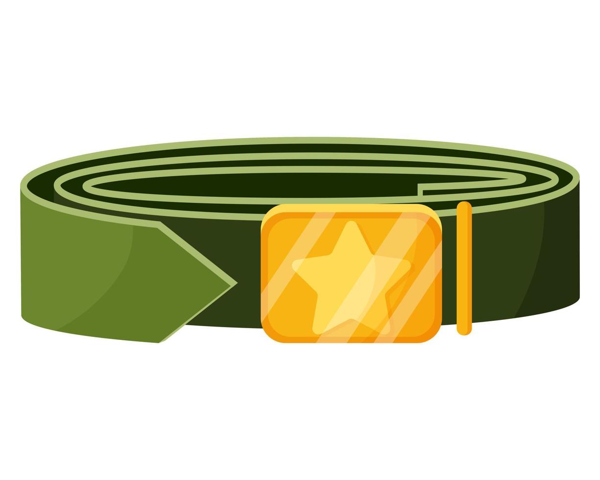 groene oude legerriem met gouden gesp met ster, militair uniform accessoire. vector