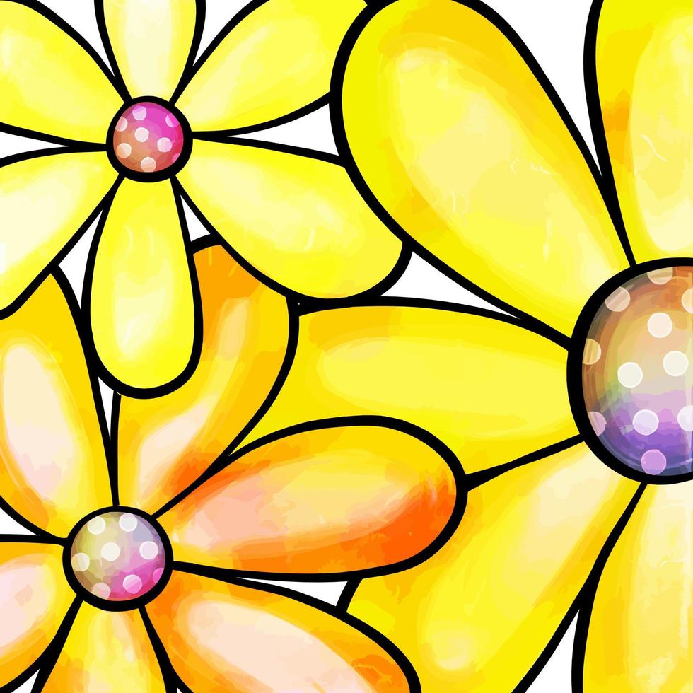 helder geel madeliefje bloemen aquarel patroon vector