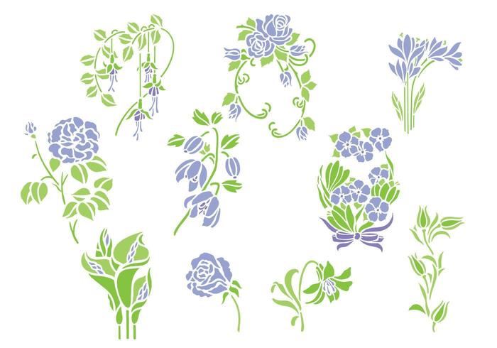 Violet bloemen Vector Pack