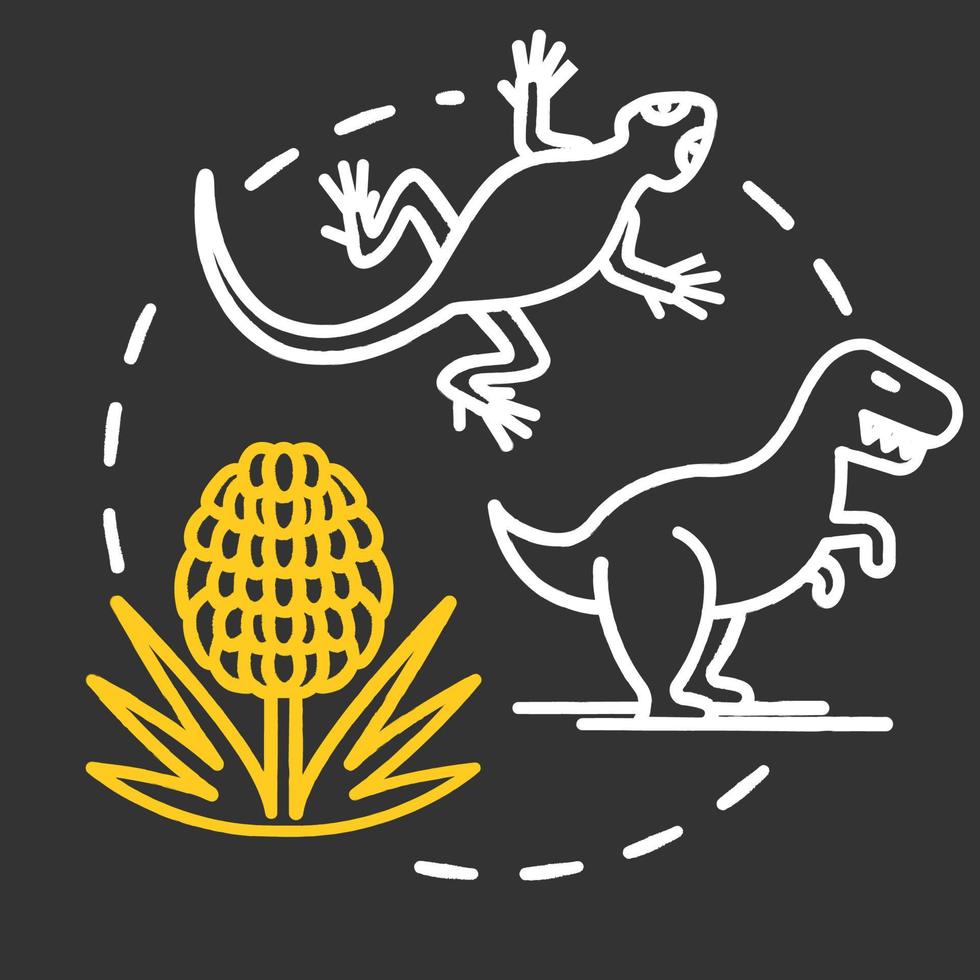 museum van natuurlijke historie krijt concept icoon. prehistorische dieren. biologische expositie. natuurhistorisch. paleontologische tentoonstelling idee. vector geïsoleerde schoolbordillustratie