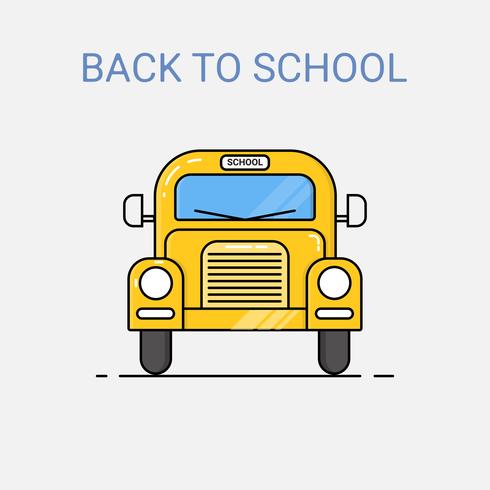 Schoolbus vooraanzicht. terug naar school concept. Dunne lijnstijl vector