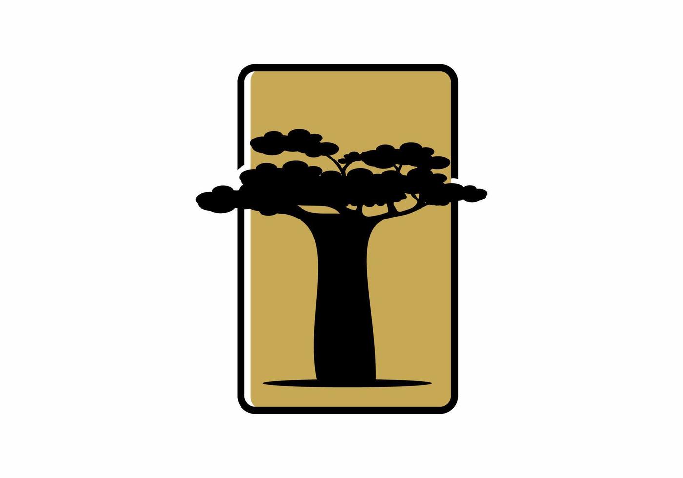 zwart goud kleur van baobab boom vector