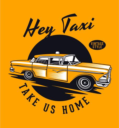 Vintage taxi vector