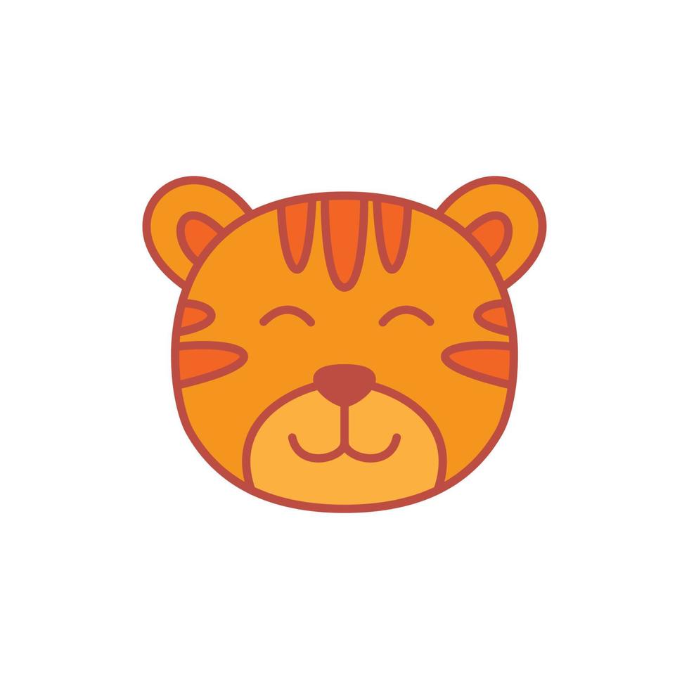 tijger of welp of grote kat blij gezicht hoofd schattige cartoon logo pictogram vectorillustratie vector