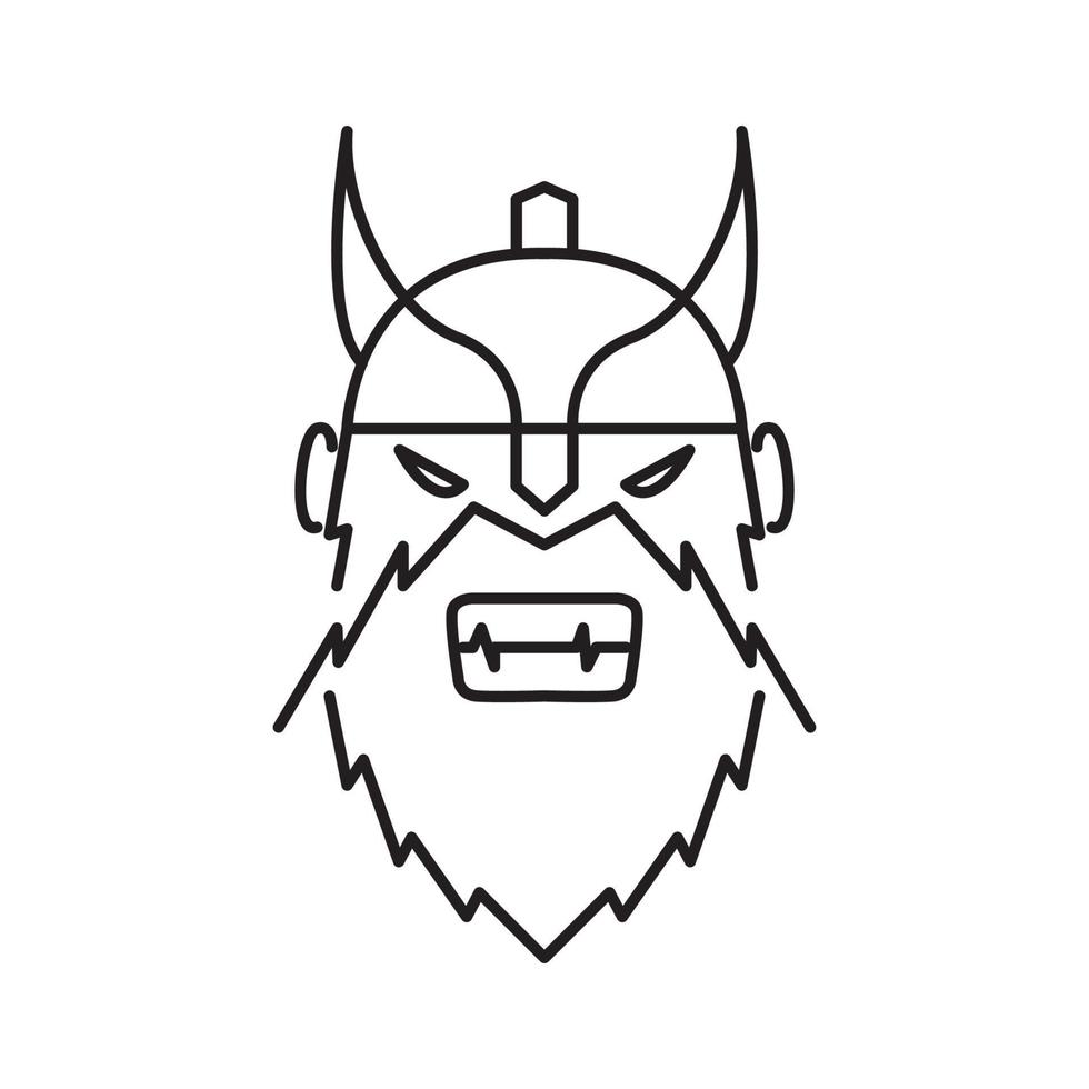 lijn gezicht man baard viking boos logo ontwerp vector grafisch symbool pictogram teken illustratie creatief idee