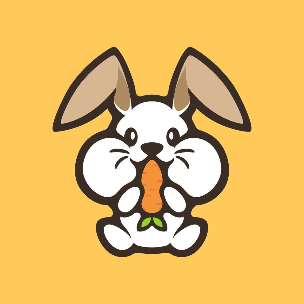 schattig wit konijntje eten wortel vector gratis illustratie