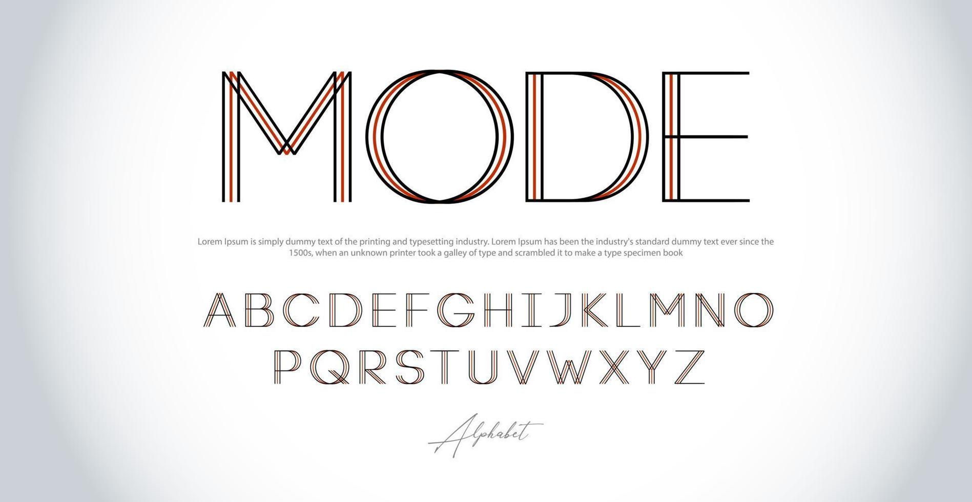 moderne alfabet lettertype. typografie stedelijke lettertypen voor technologie, digitaal, filmlogo-ontwerp. vector illustratie