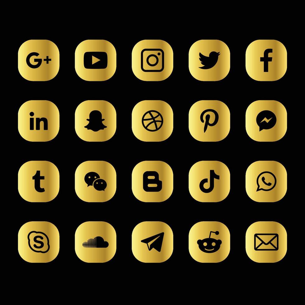 gouden social media iconen vector