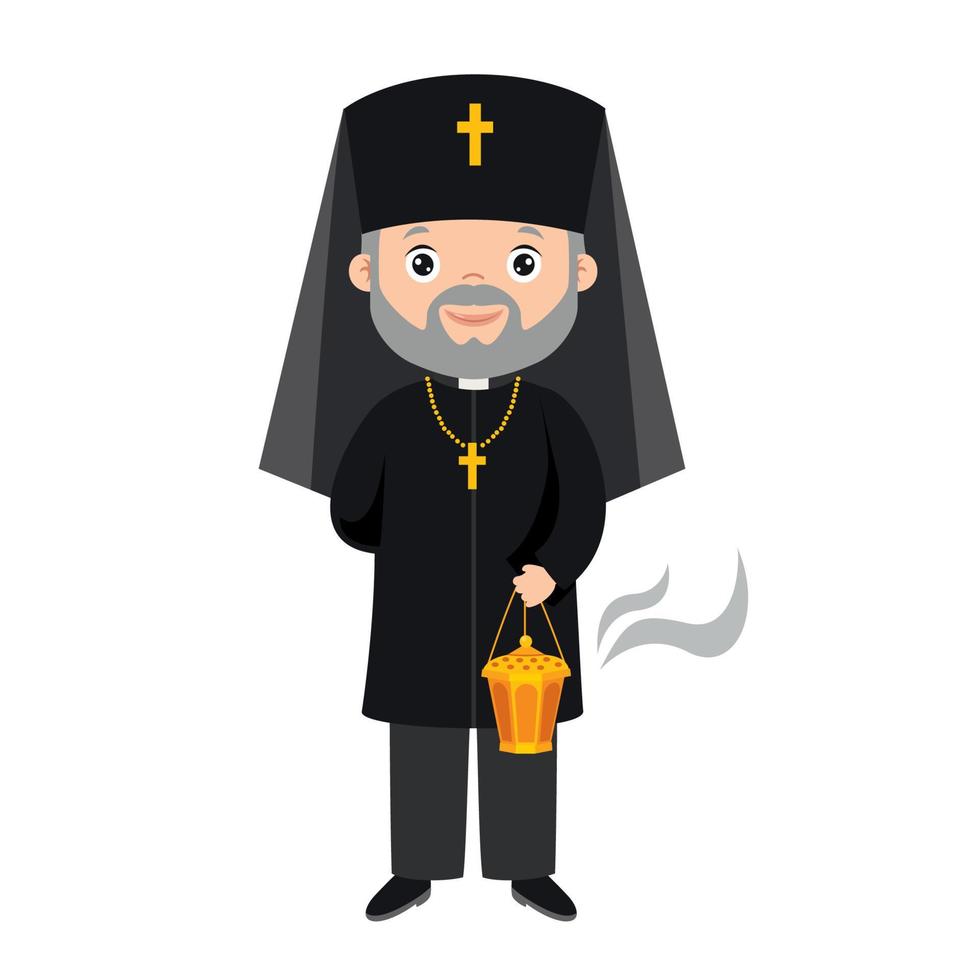 cartoon tekening van een priester vector