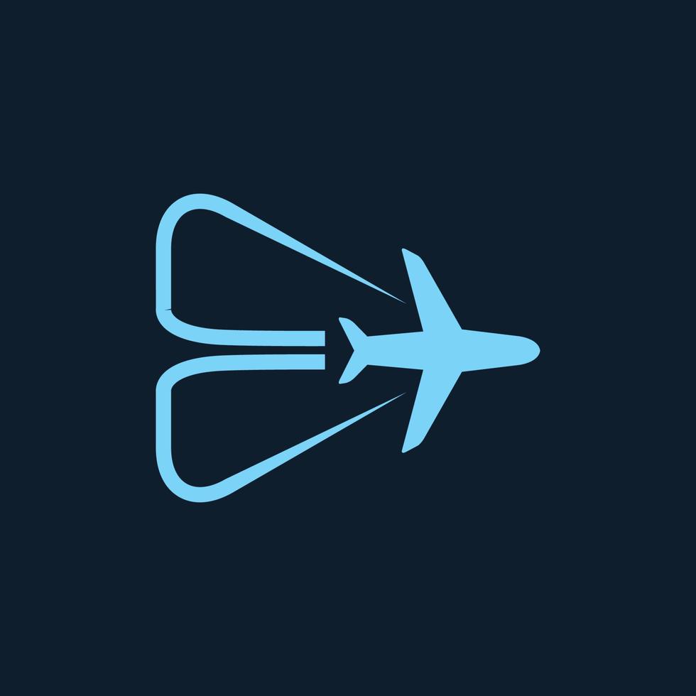 letter e lijn modern met vliegtuig vlieg logo pictogram vector illustratie ontwerp