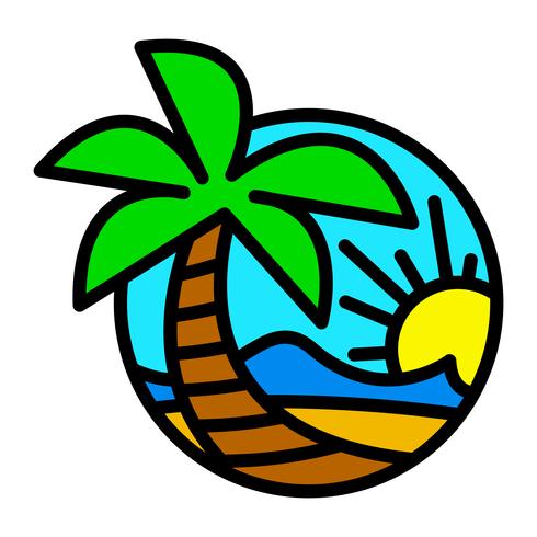 Zomer strand golven Oceaan Palmboom Tropische vakantie vakantie vector pictogram