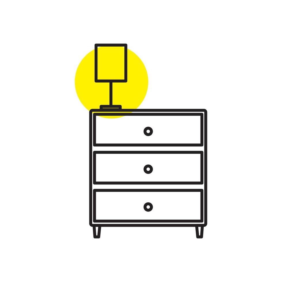 lijn meubels lade met licht logo ontwerp vector grafisch symbool pictogram teken illustratie creatief idee