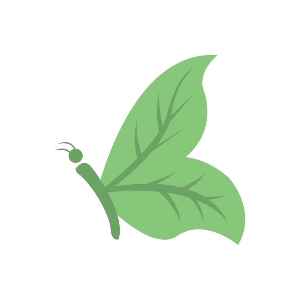 dier insect vlinder met vleugels blad plant logo vector pictogram illustratie ontwerp