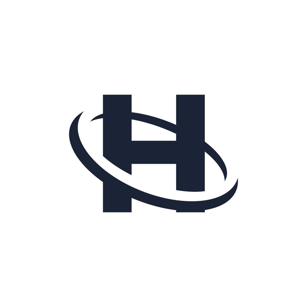 letter h logo initiaal met cirkelvorm. swoosh alfabet logo eenvoudig en minimalistisch vector