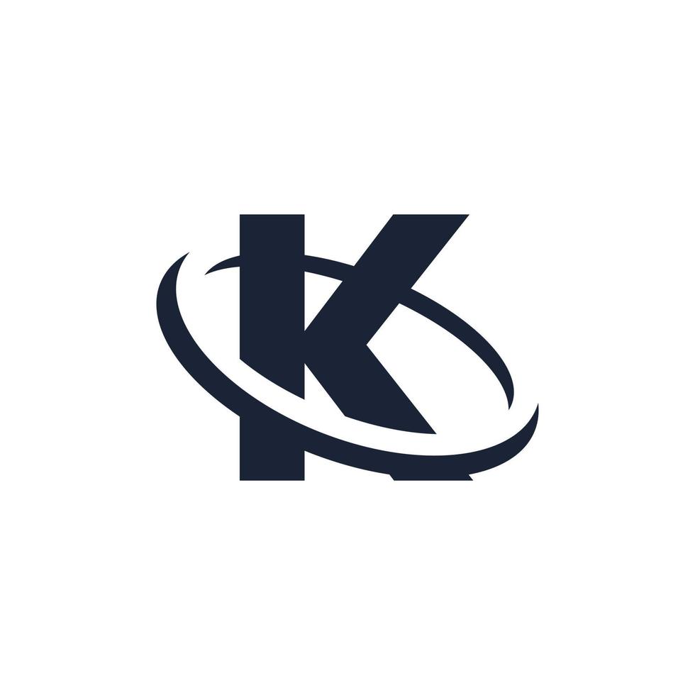 letter k logo initiaal met cirkelvorm. swoosh alfabet logo eenvoudig en minimalistisch vector