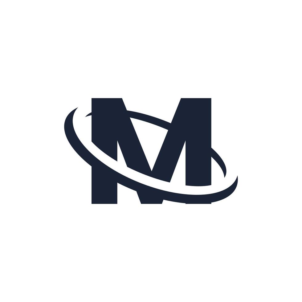 letter m logo initiaal met cirkelvorm. swoosh alfabet logo eenvoudig en minimalistisch vector