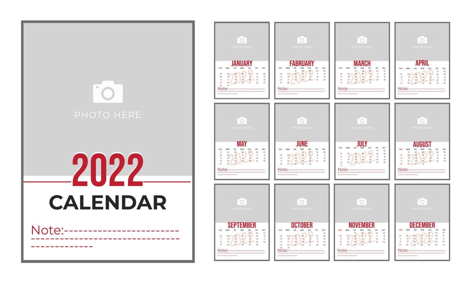 minimale beste wandkalender vector met voorblad