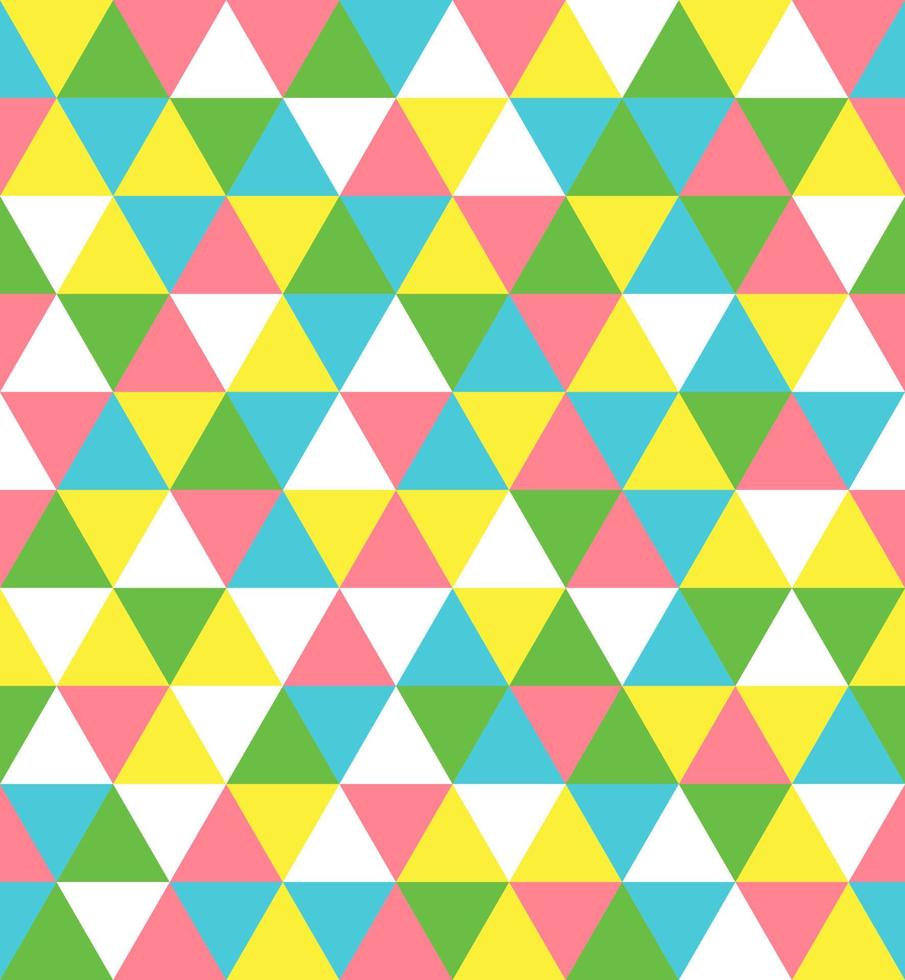retro driehoek vector naadloze patroon. feestelijke, vrolijke geometrische vormenachtergrond. abstracte textuur voor verpakking, behang, textiel, folder. rood, oranje, beige, blauw, groen mozaïek achtergrond.
