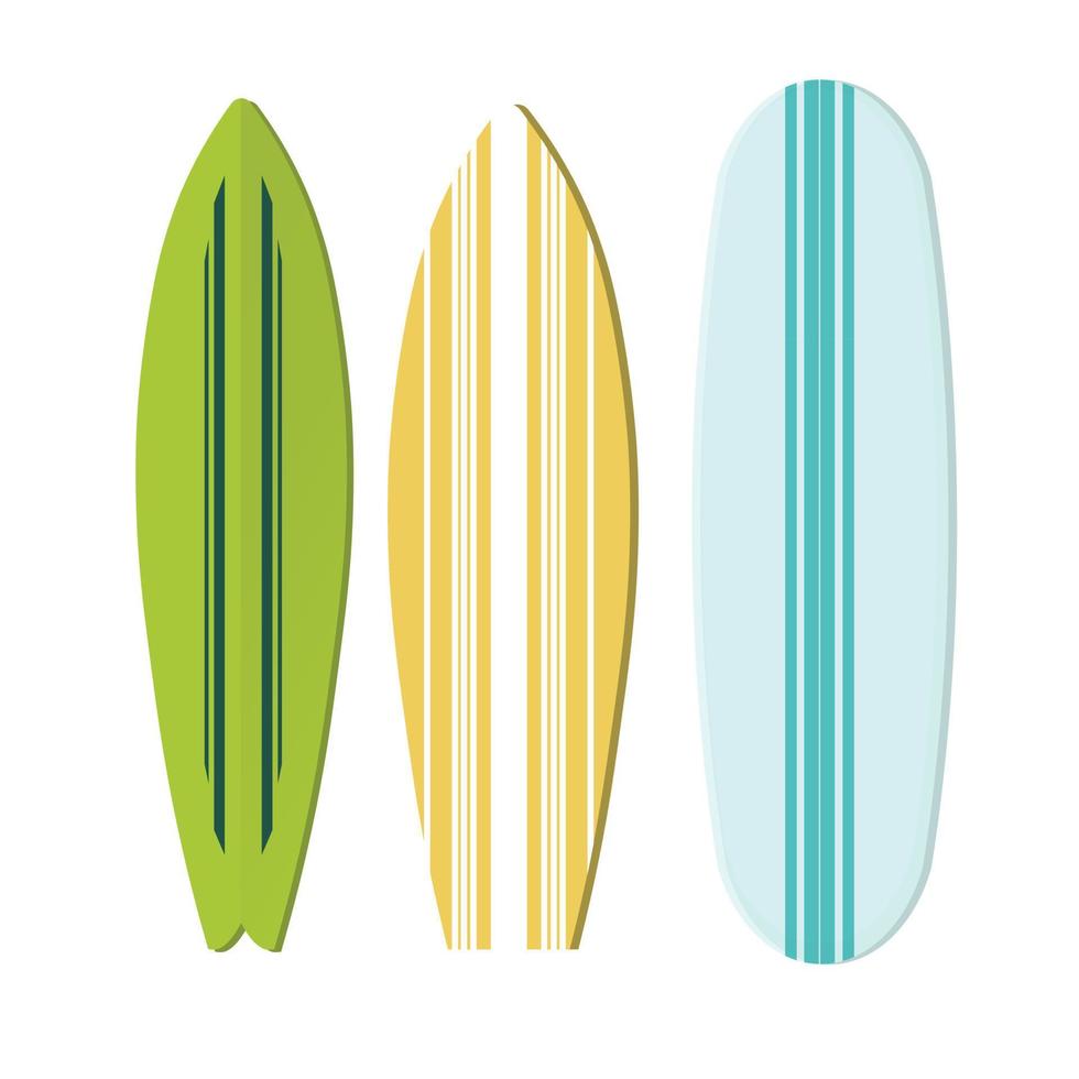 set van surfplanken geïsoleerd op een witte achtergrond. vector