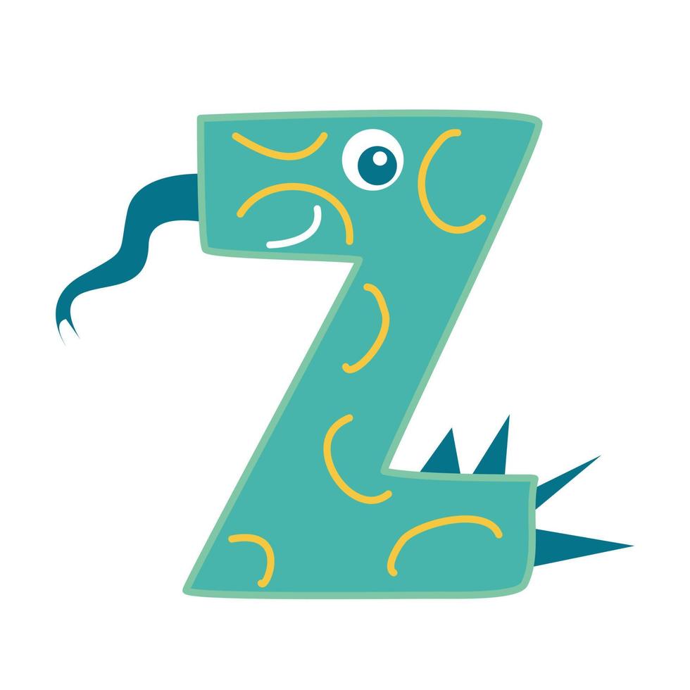 de letter z in de vorm van een dinosaurus. vector