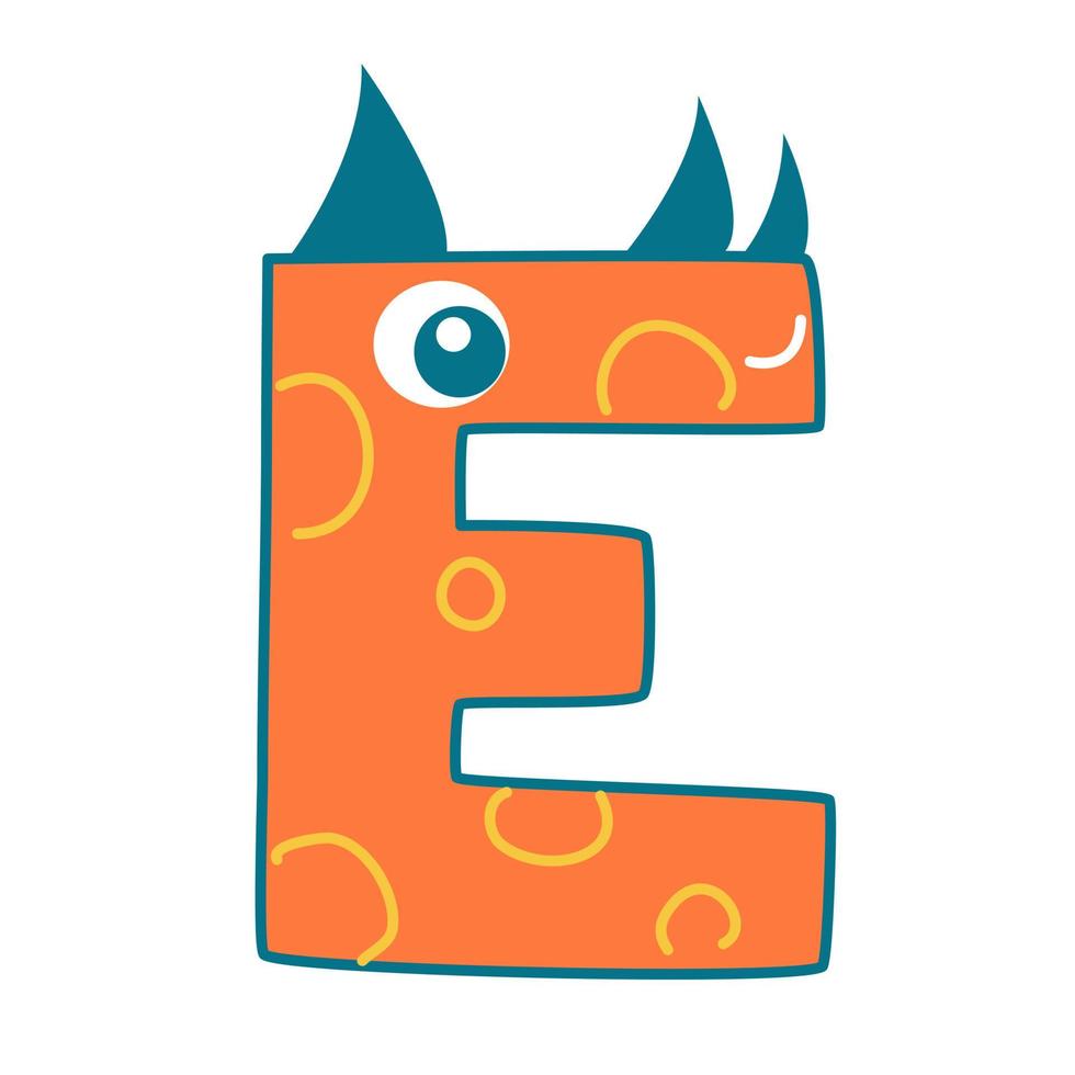 de letter e in de vorm van een dinosaurus. vector