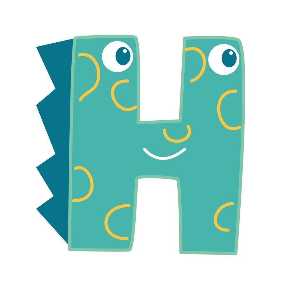 de letter h in de vorm van een dinosaurus. vector