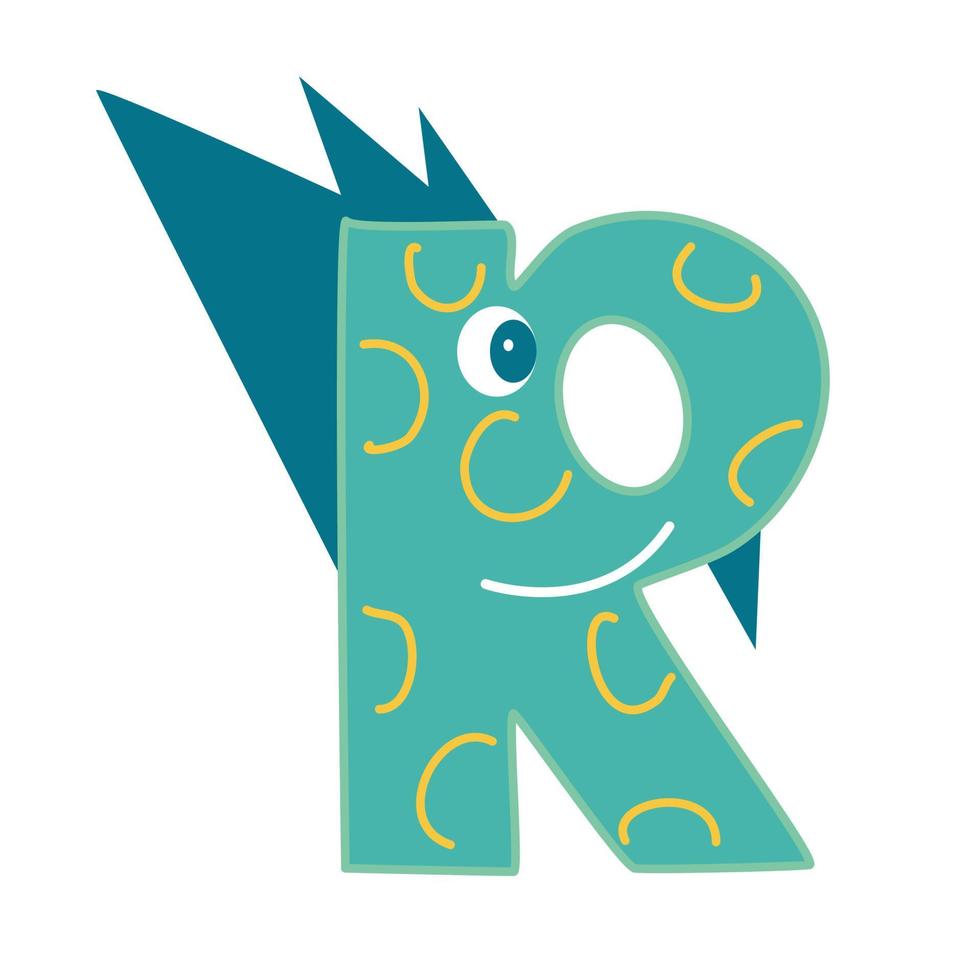 de letter r in de vorm van een dinosaurus. vector