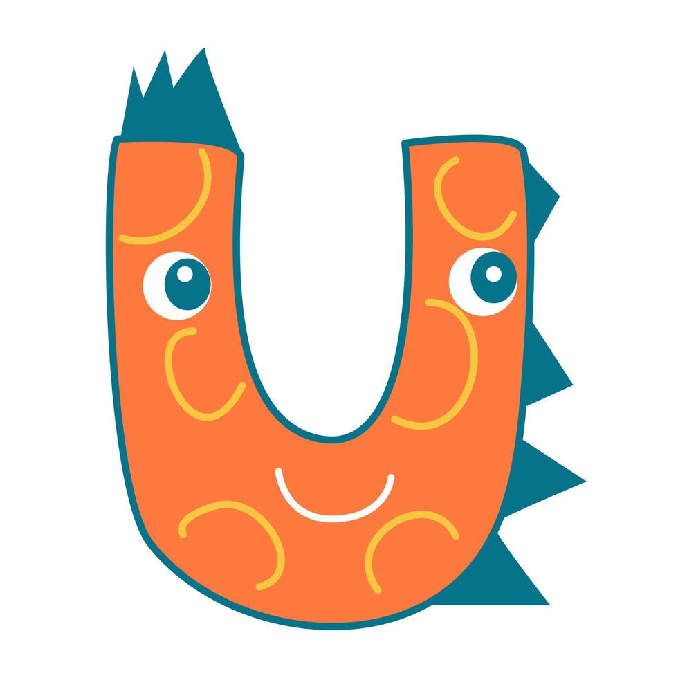 de letter u in de vorm van een dinosaurus. vector