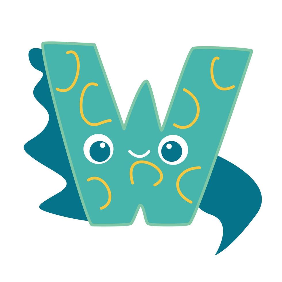 de letter w in de vorm van een dinosaurus. vector