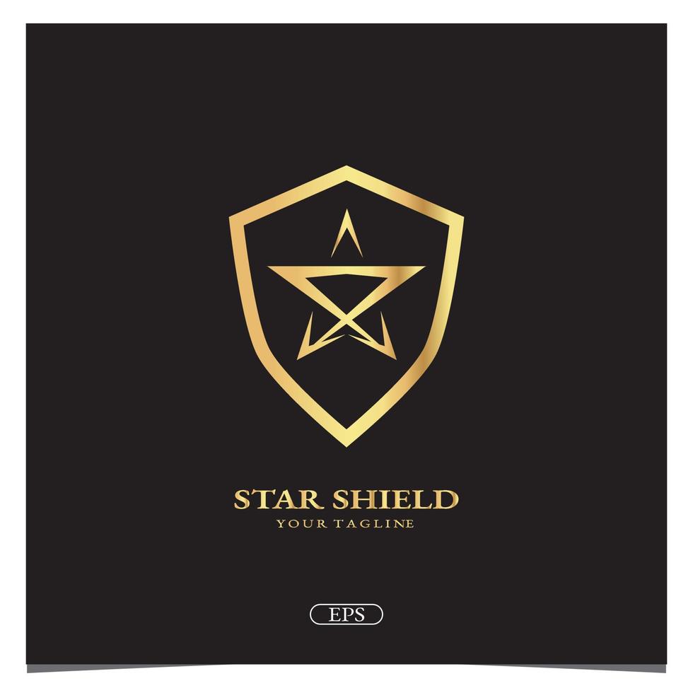 luxe gouden ster schild logo premium elegante sjabloon vector eps 10