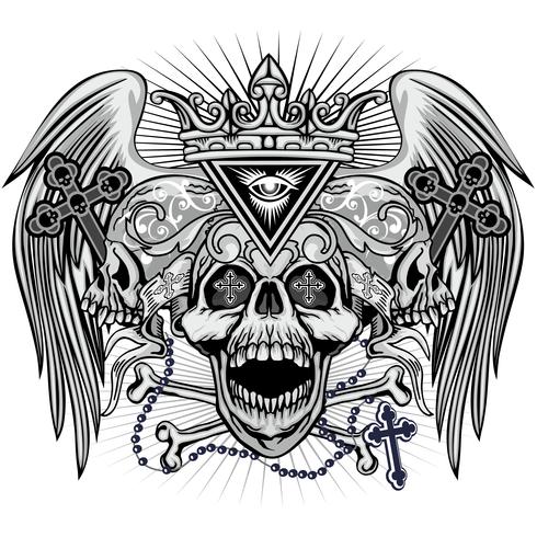 grunge schedel wapenschild vector