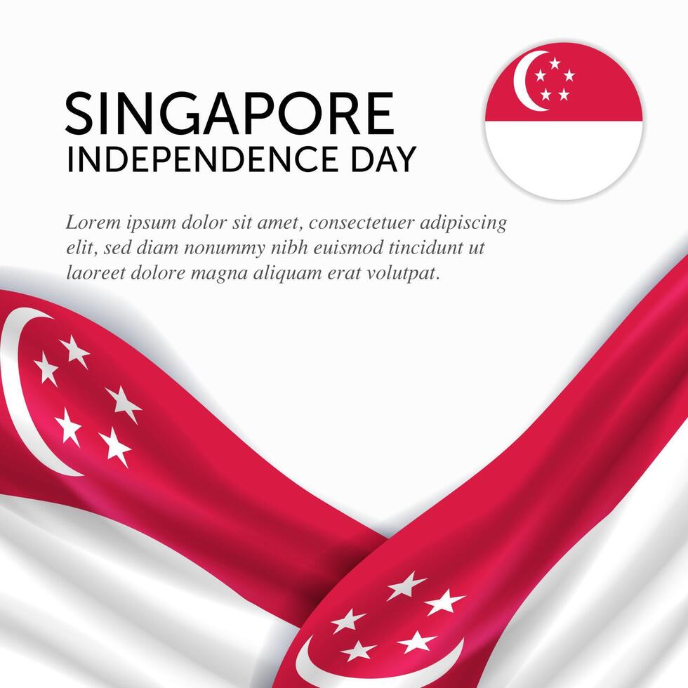 verjaardag onafhankelijkheidsdag singapore. banner, wenskaart, flyer ontwerp. poster sjabloonontwerp vector