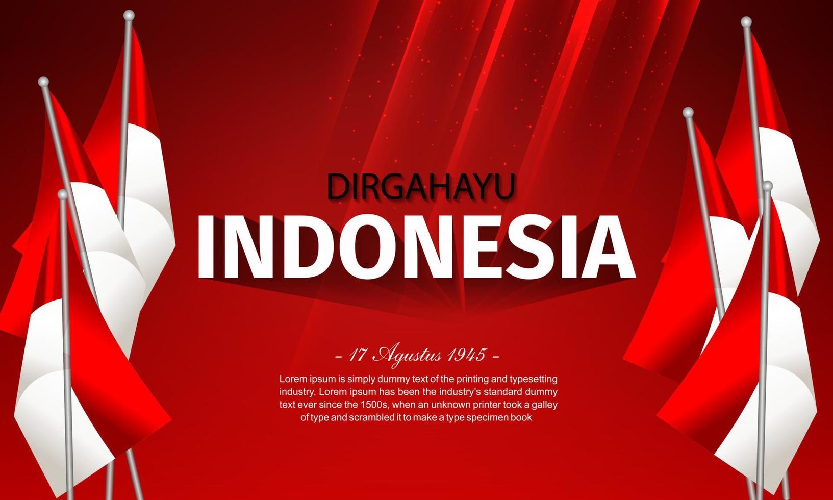 onafhankelijkheidsdag van de republiek indonesië. Indonesische onafhankelijkheid. illustratie banner sjabloonontwerp vector